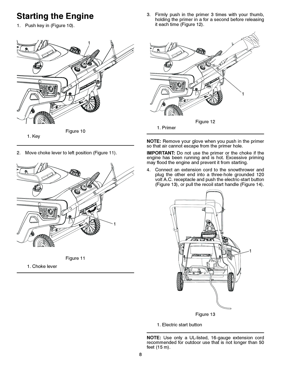 McCulloch 96188000300 owner manual Starting the Engine 