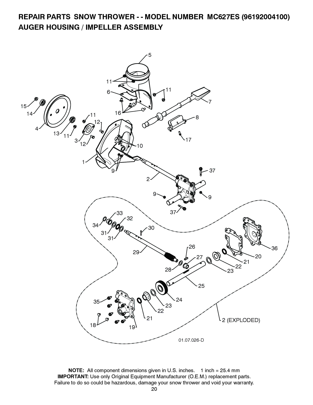 McCulloch 96192004100, MC627ES owner manual Exploded 