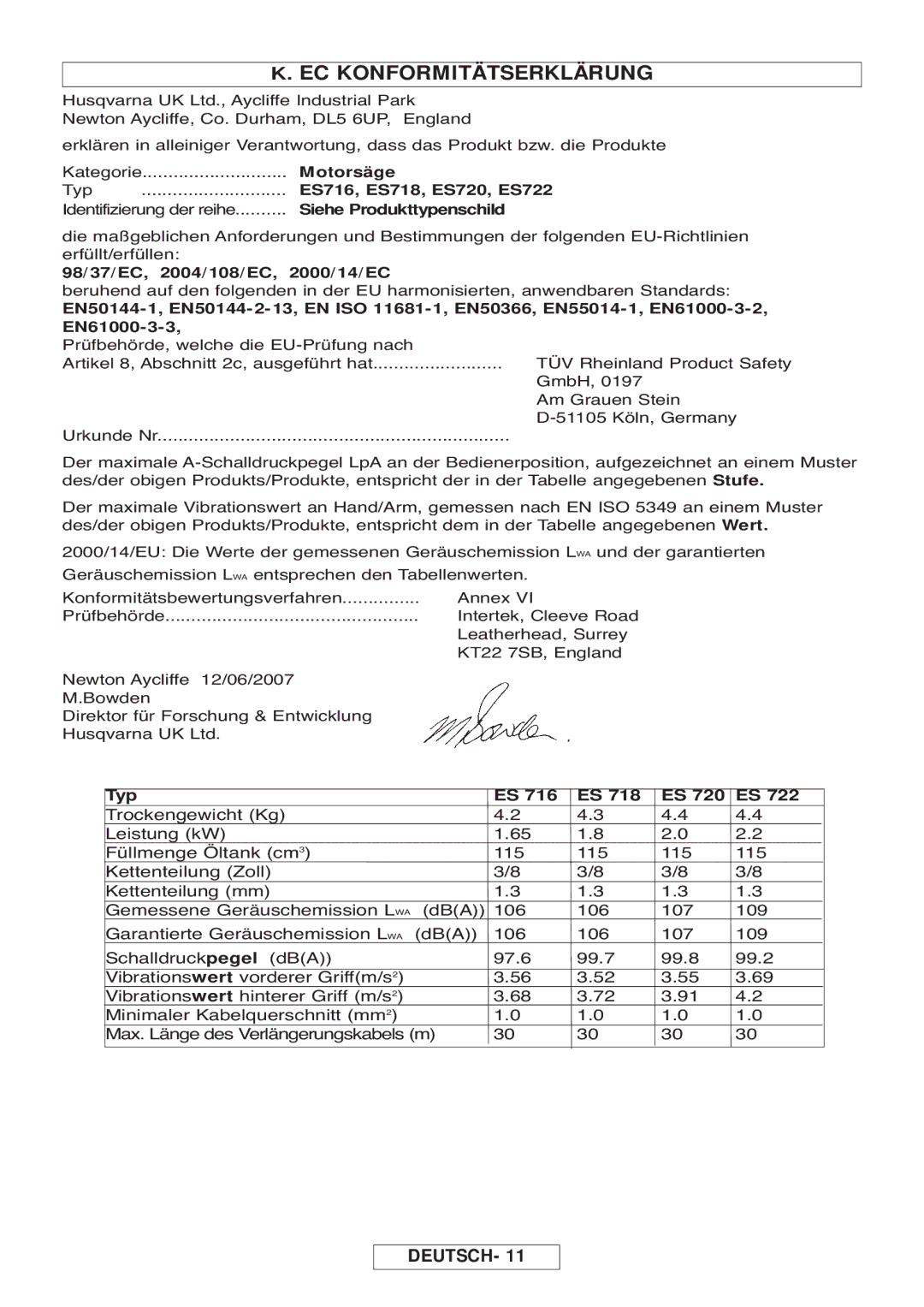 McCulloch Inline 1650, 964830401, 964830301, Inline 1800 T manual EC Konformitätserklärung 