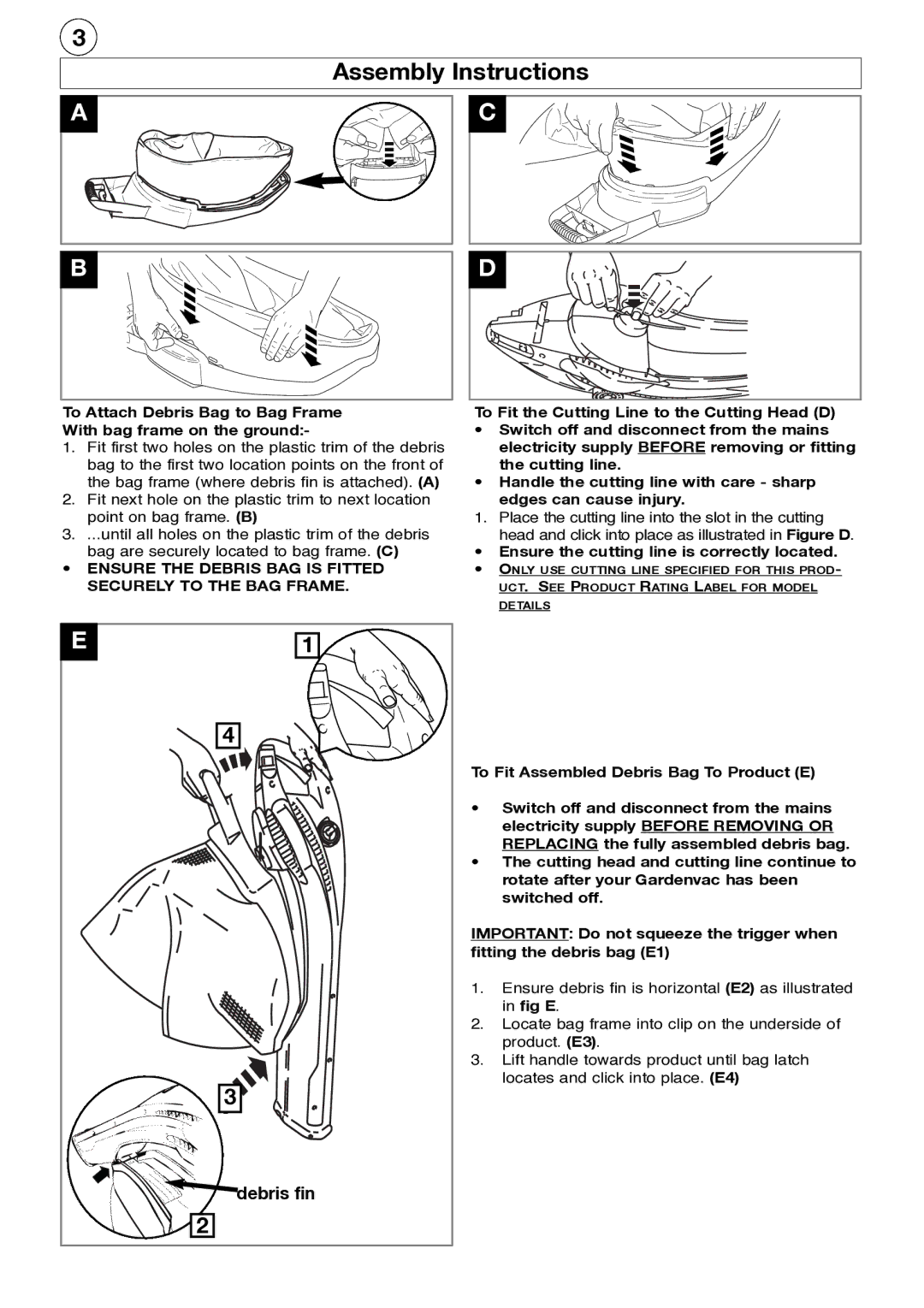 McCulloch 96486380100, 1600W manual Assembly Instructions, Ensure the cutting line is correctly located 