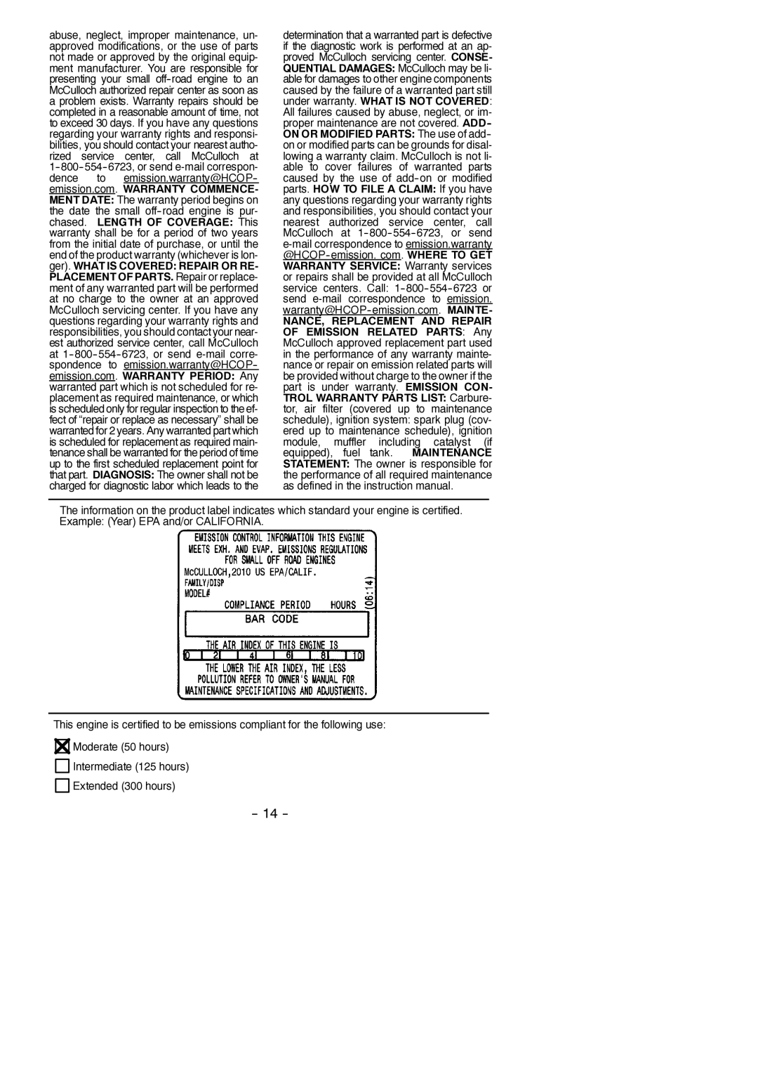 McCulloch 115376927, 966625101, MC200VS instruction manual NANCE, Replacement and Repair 