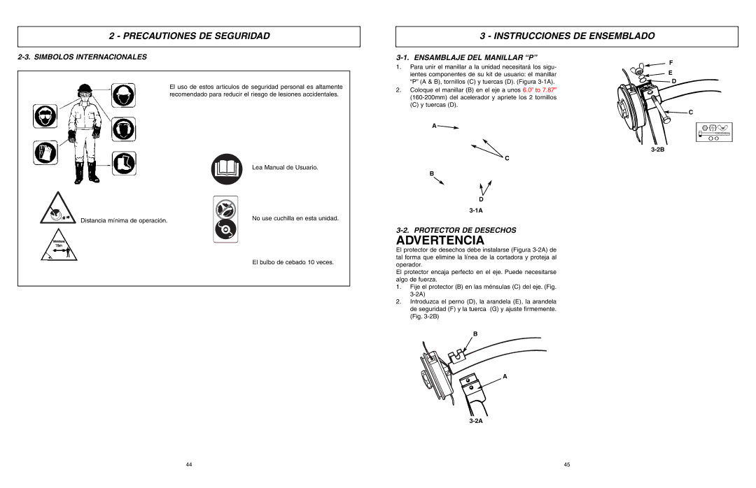 McCulloch 9096336202, 966992201, MCT3362VA Precautiones DE Seguridad Instrucciones DE Ensemblado, Simbolos Internacionales 