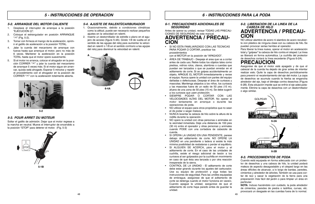 McCulloch MCT3362VA, 966992201, 9096336202 manual Instrucciones DE Operacion Instrucciones Para LA Poda 