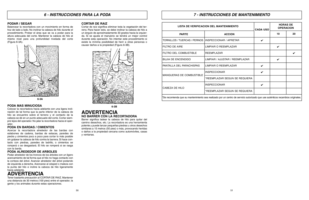 McCulloch 9096336202, 966992201, MCT3362VA manual Instrucciones Para LA Poda Instrucciones DE Mantenimiento 