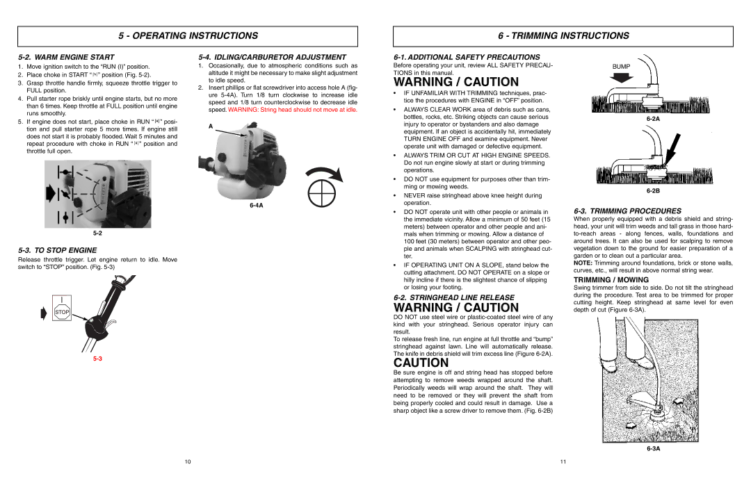 McCulloch 966992201, MCT3362VA, 9096336202 manual Operating Instructions Trimming Instructions 