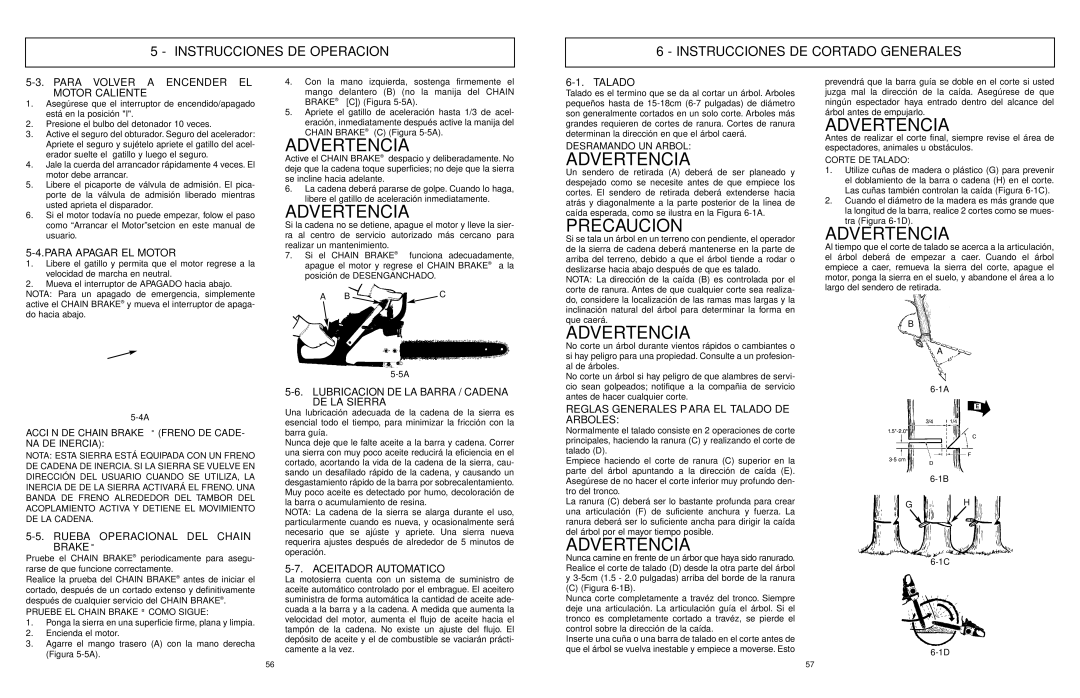 McCulloch 9096311037 Para Volver a Encender EL Motor Caliente, Para Apagar EL Motor, Rueba Operacional DEL Chain Brake 