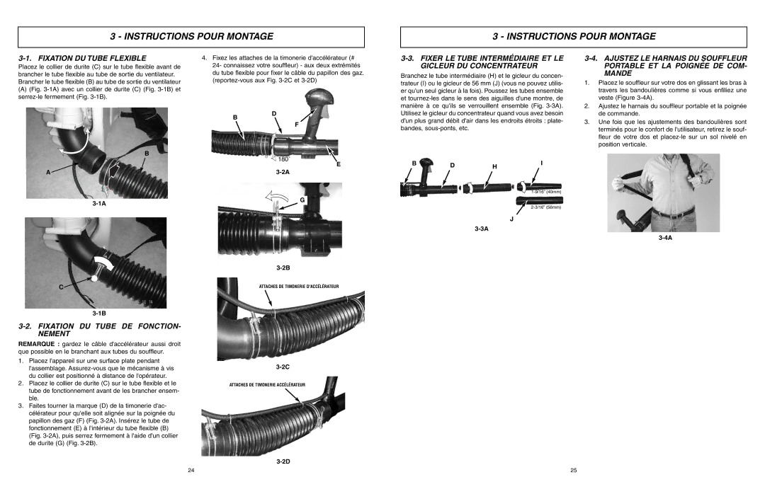 McCulloch ASB3206-CA user manual Instructions Pour Montage, Fixation DU Tube Flexible, Fixation DU Tube DE FONCTION- Nement 