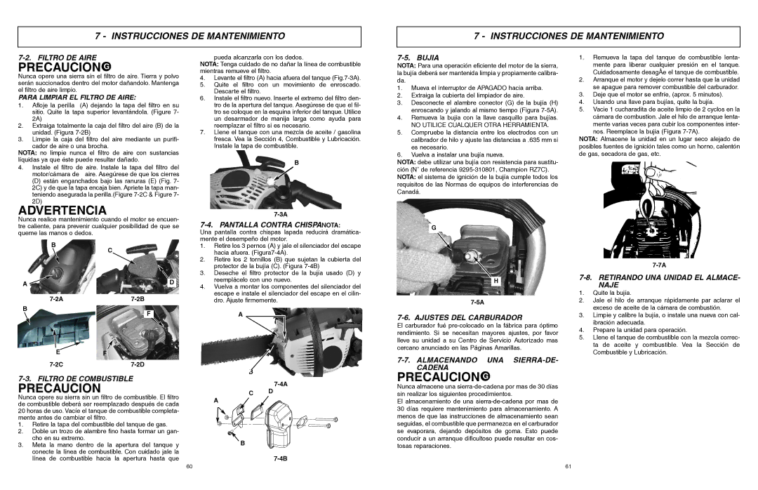 McCulloch EBC1640BK-CA, MCC1840B manual Filtro DE Aire, Pantalla Contra Chispanota, Retirando UNA Unidad EL ALMACE- Naje 