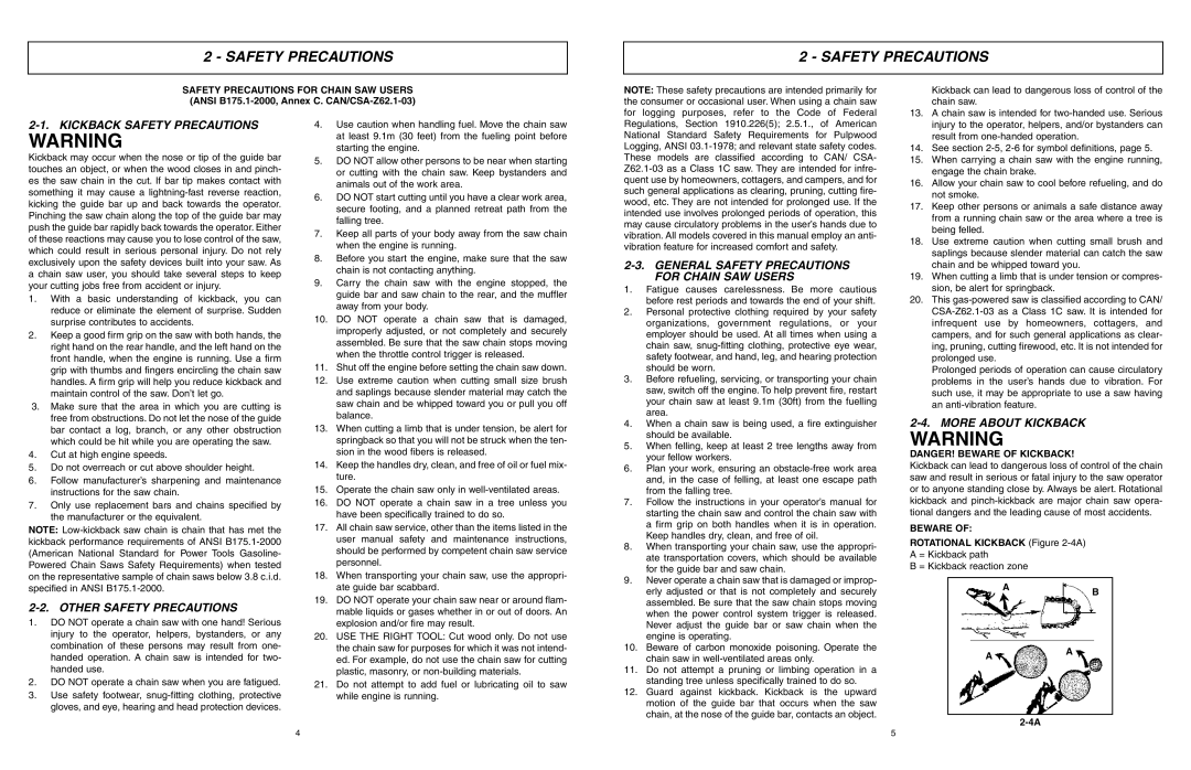 McCulloch EBC1840DK user manual Kickback Safety Precautions, Other Safety Precautions, More about Kickback 