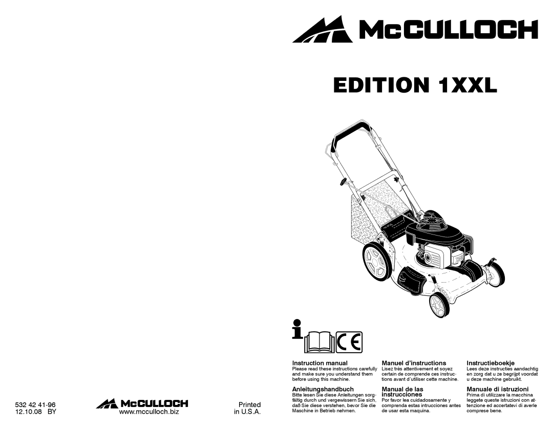 McCulloch 96141020000, EDITION 1XXL, 532 42 41-96 instruction manual Edition 1XXL 