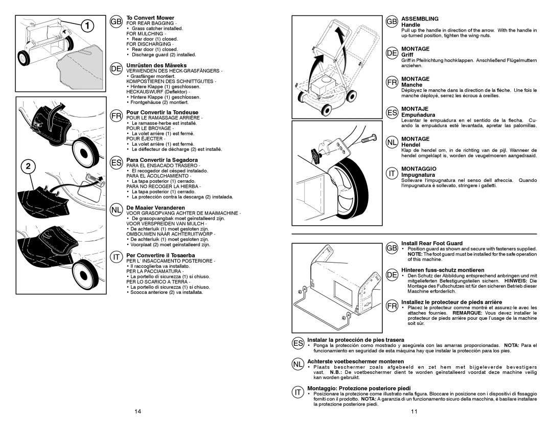 McCulloch 532 42 41-96 To Convert Mower, Umrüsten des Mäweks, Pour Convertir la Tondeuse, Para Convertir la Segadora 