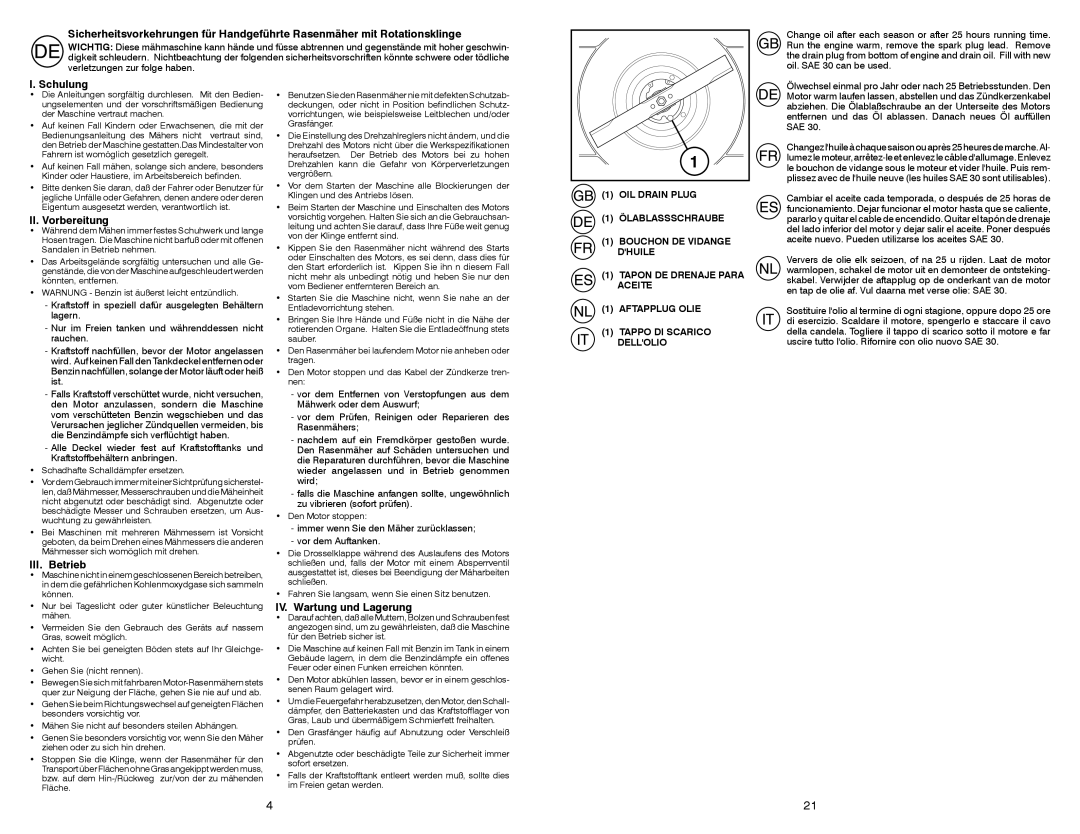 McCulloch 96141020000, EDITION 1XXL, 532 42 41-96 Schulung, II. Vorbereitung, III. Betrieb, IV. Wartung und Lagerung 