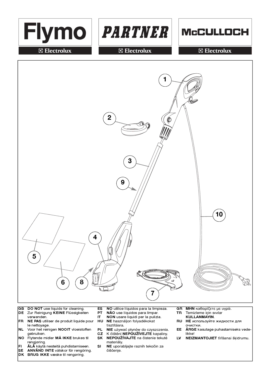 McCulloch ET700, ET500, 96487026200, 96487036200 manual Kullanmayin 