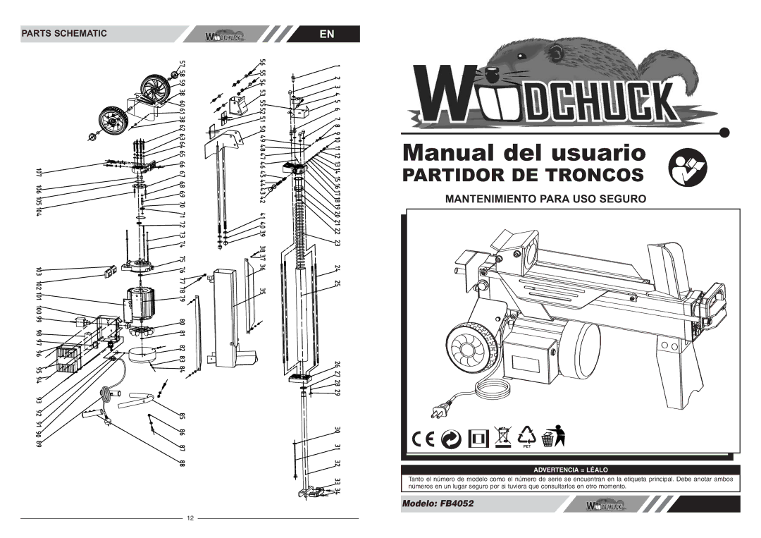 McCulloch FB4052 user manual Manual del usuario, Mantenimiento Para USO Seguro 