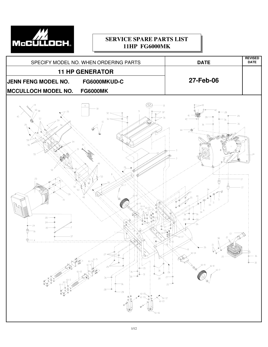 McCulloch FG6000MKUD-C manual Feb-06 