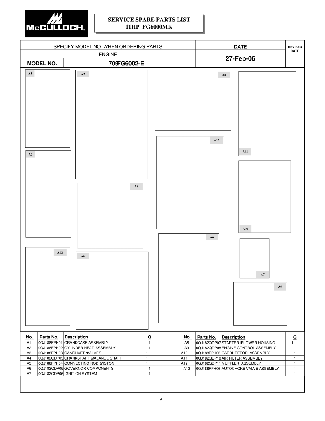 McCulloch FG6000MKUD-C manual Feb-06, Model no 