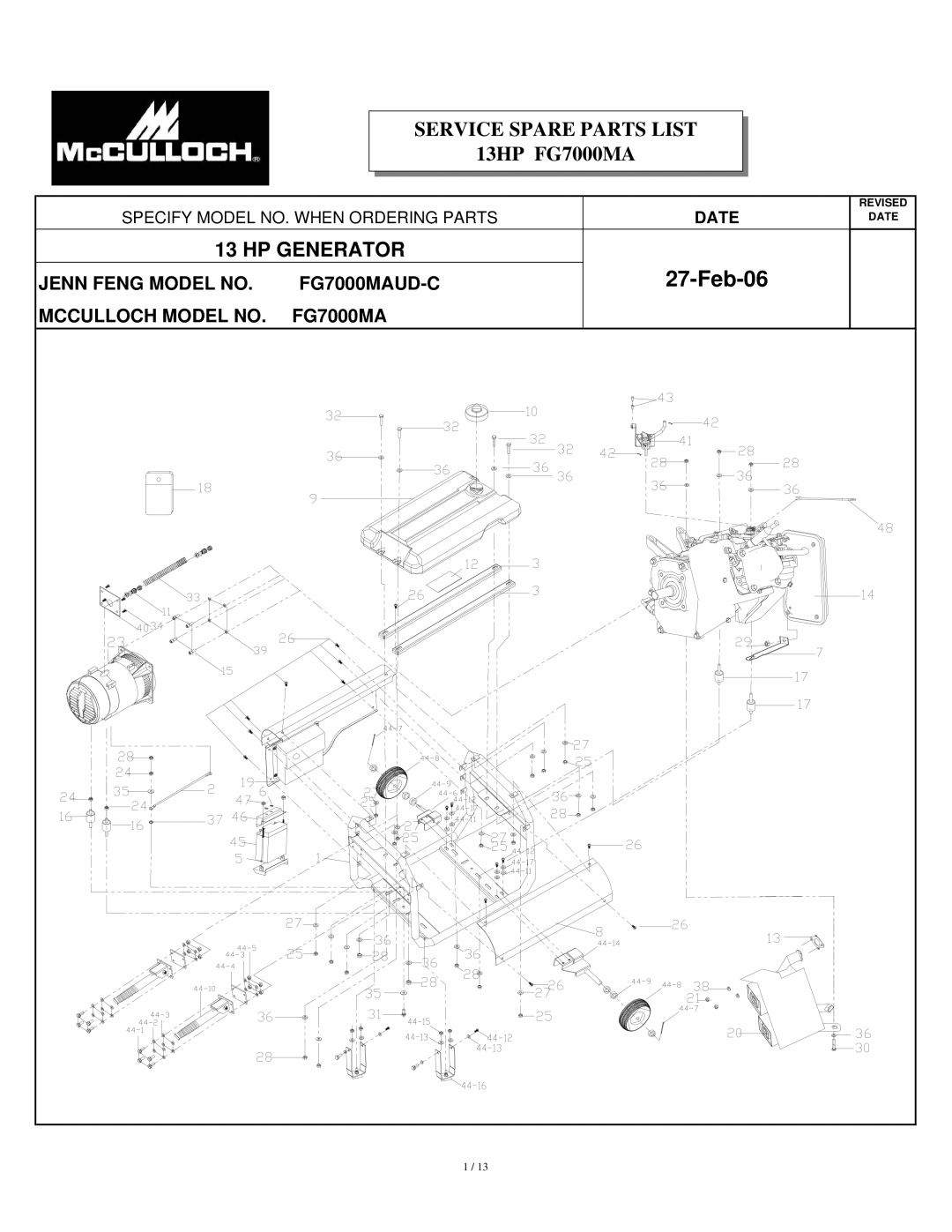 McCulloch FG7000MAUD-C manual Feb-06 