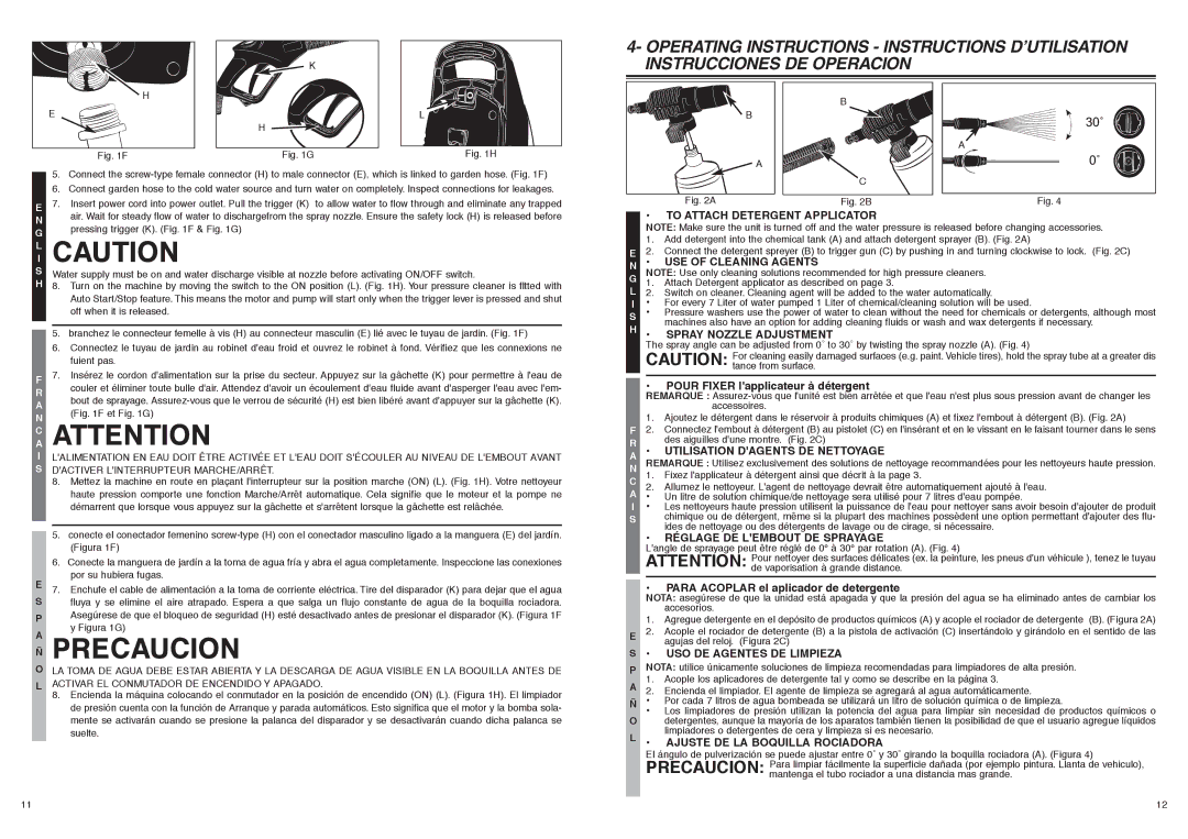 McCulloch 966989801, FH160G, 6096160G04 user manual LI Caution, CA Attention, Utilisation Dagents DE Nettoyage 