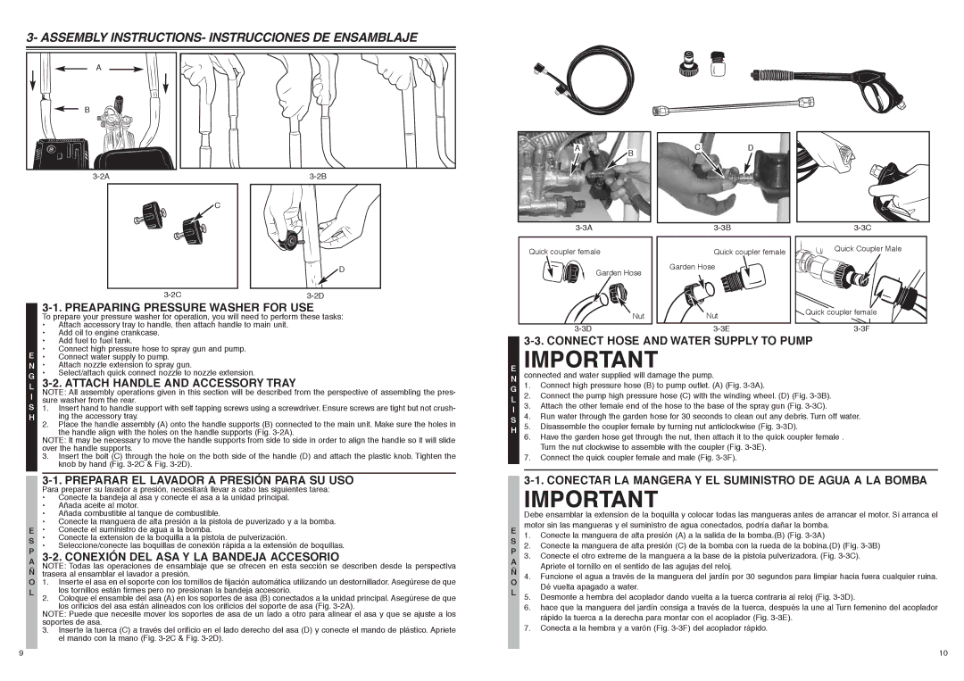 McCulloch FH2801, 7096-280101 Assembly INSTRUCTIONS- Instrucciones DE Ensamblaje, Attach Handle and Accessory Tray 