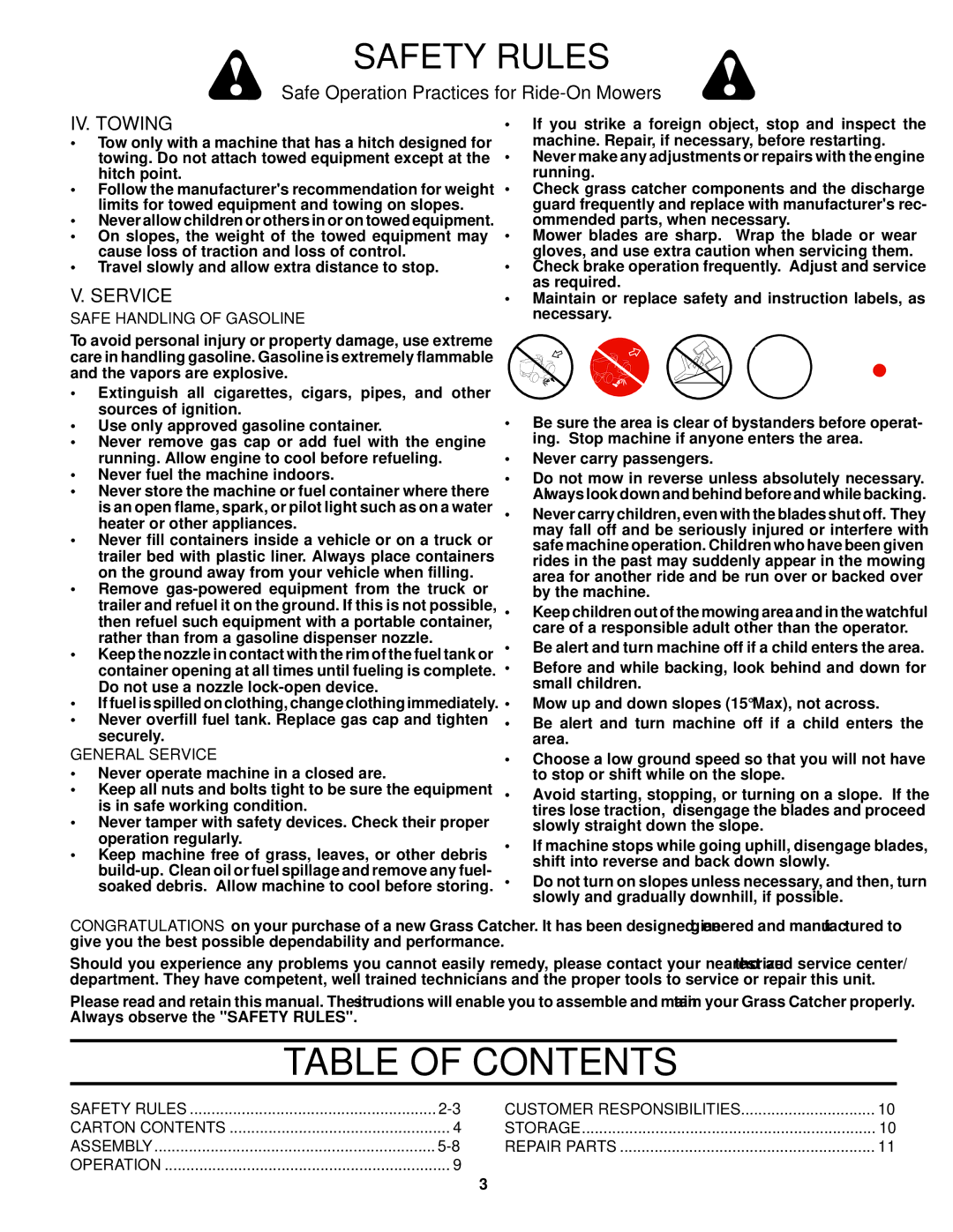 McCulloch H338HL, 96071002300, 960 71 00-23 owner manual Table of Contents 