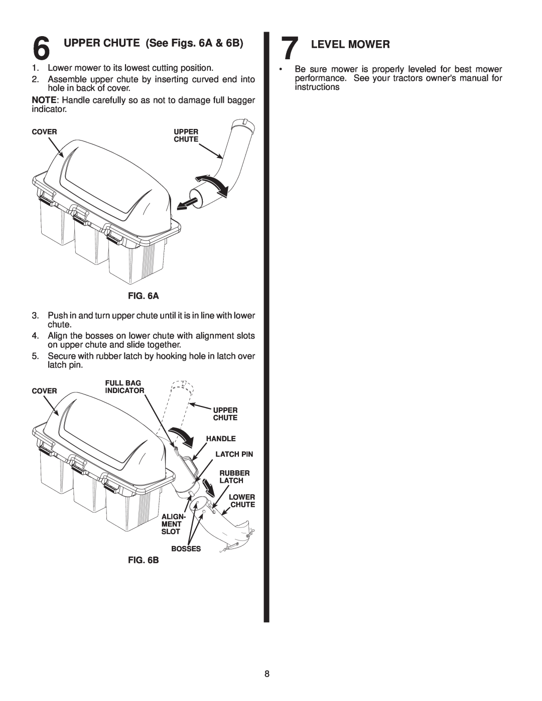 McCulloch 960 71 00-23, H338HL, 96071002300 owner manual UPPER CHUTE See Figs. 6A & 6B, Level Mower 