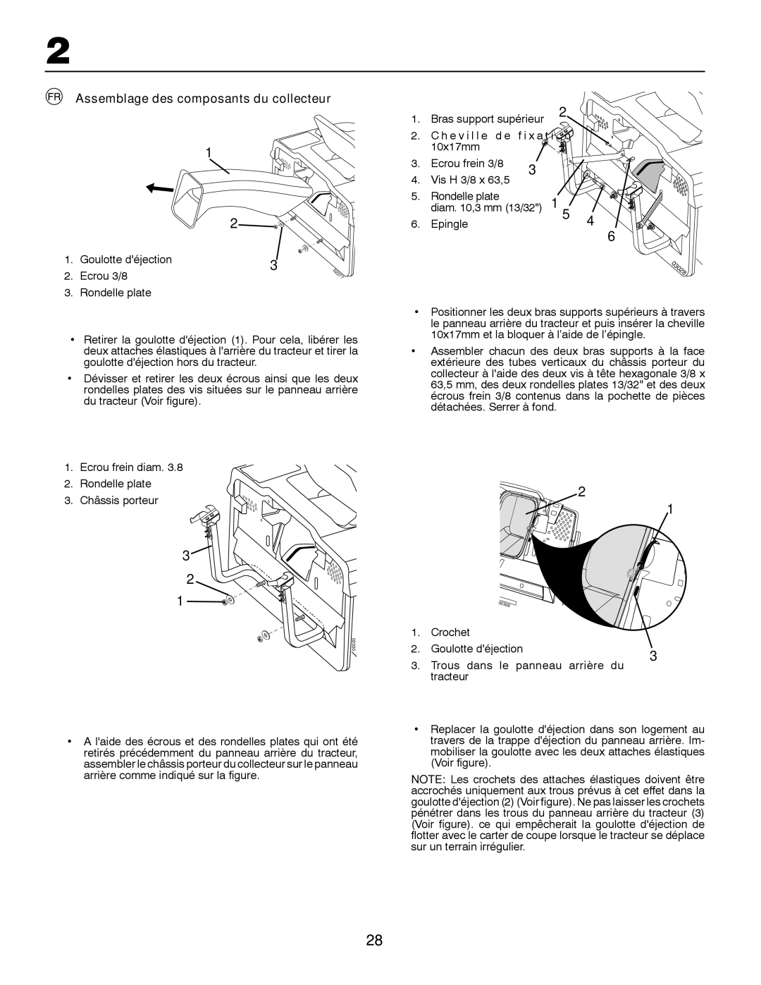 McCulloch LZ12597RB, M13597RB, LZ13597RBK, 960610234, P13597RB, RE155107RB Assemblage des composants du collecteur, Epingle 