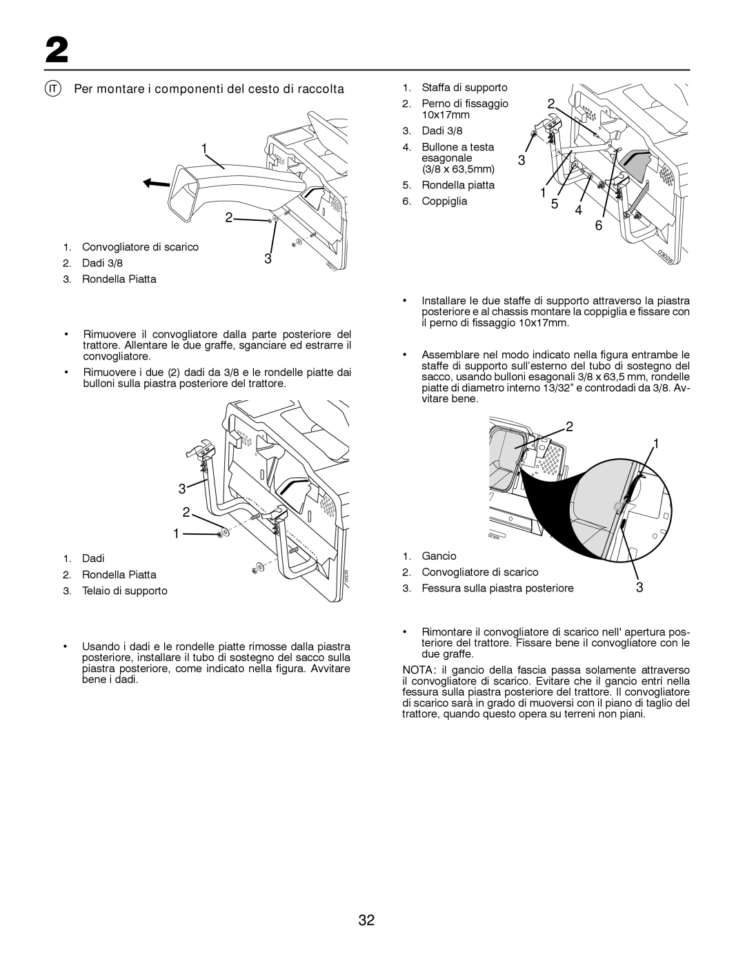 McCulloch P13597RB, LZ12597RB, M13597RB, LZ13597RBK, 960610234, RE155107RB Per montare i componenti del cesto di raccolta 