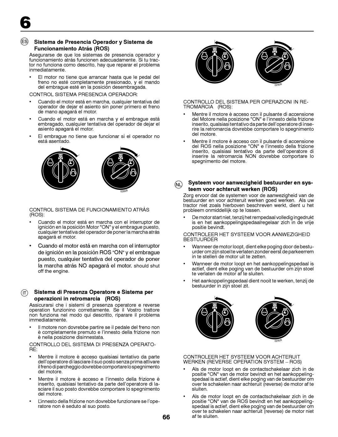 McCulloch 960610234, LZ12597RB, M13597RB, LZ13597RBK, P13597RB, RE155107RB instruction manual Control Sistema Presencia Operador 