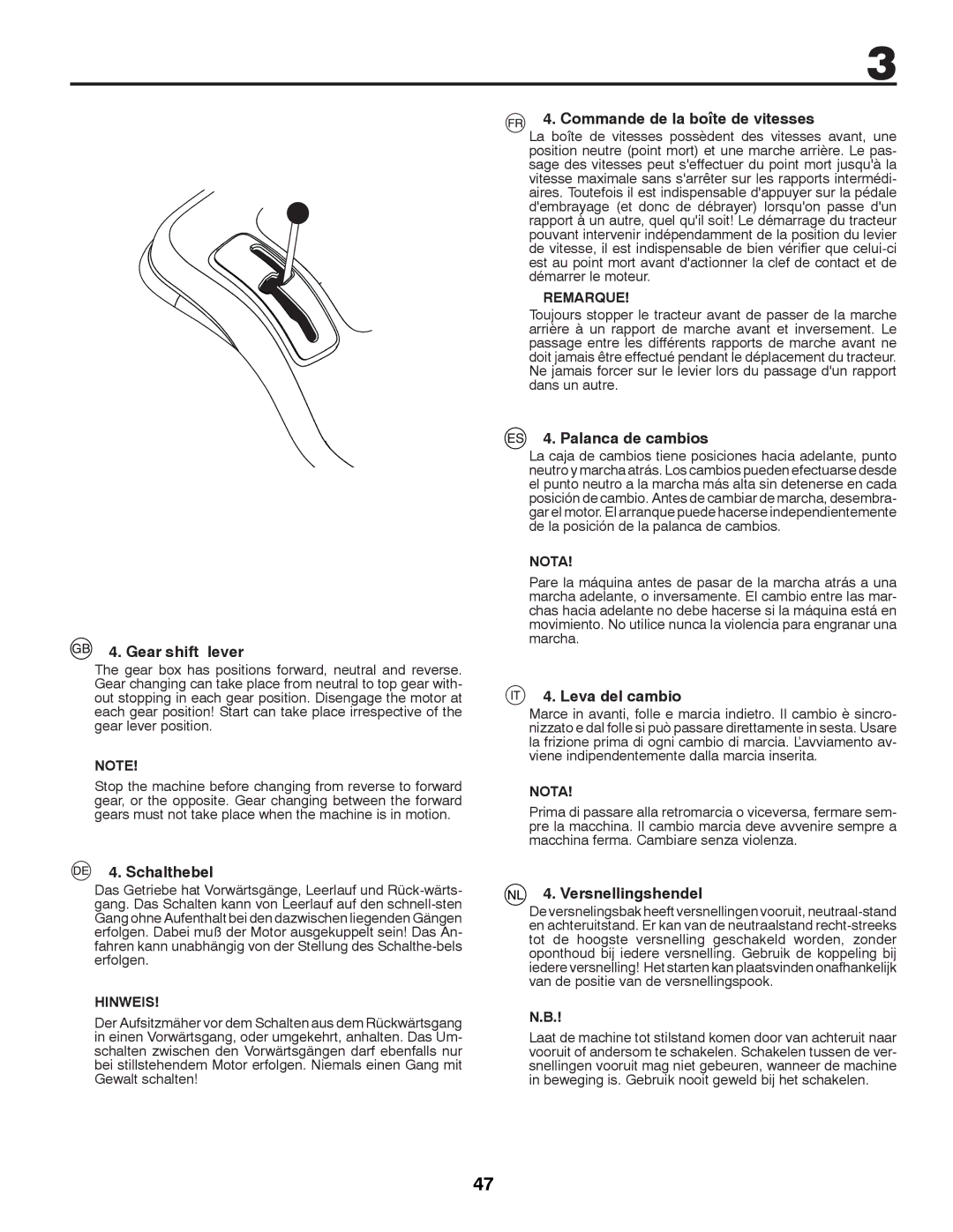 McCulloch 96041012300 Gear shift lever, Schalthebel, Commande de la boîte de vitesses, Palanca de cambios, Leva del cambio 