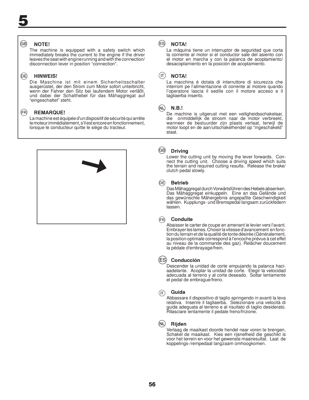 McCulloch M11577RB, 96041012300 instruction manual Hinweis, Remarque, Nota 