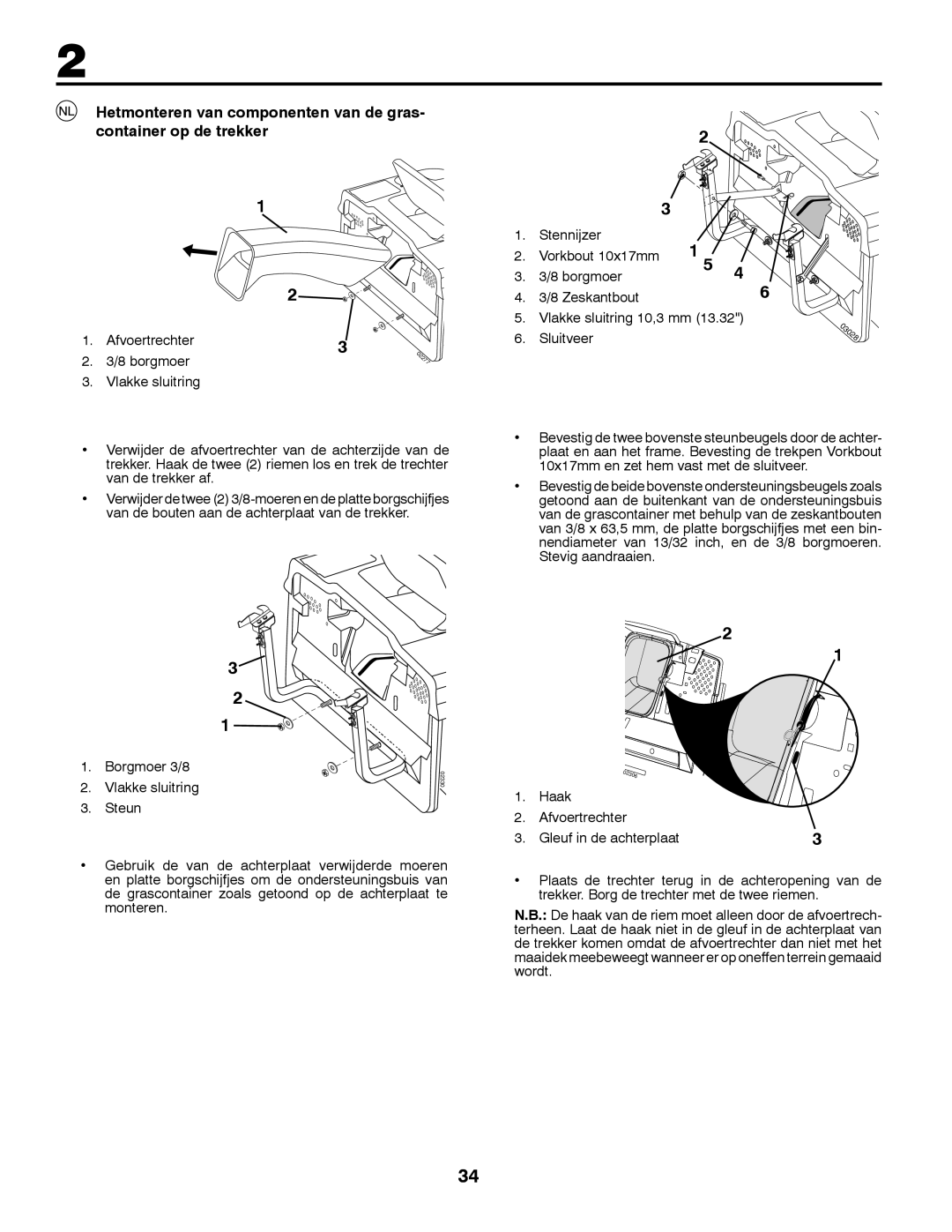 McCulloch 96061028700, M12597RB, 532 43 30-30 instruction manual Afvoertrechter Borgmoer, Borgmoer 3/8, Vlakke sluitring 