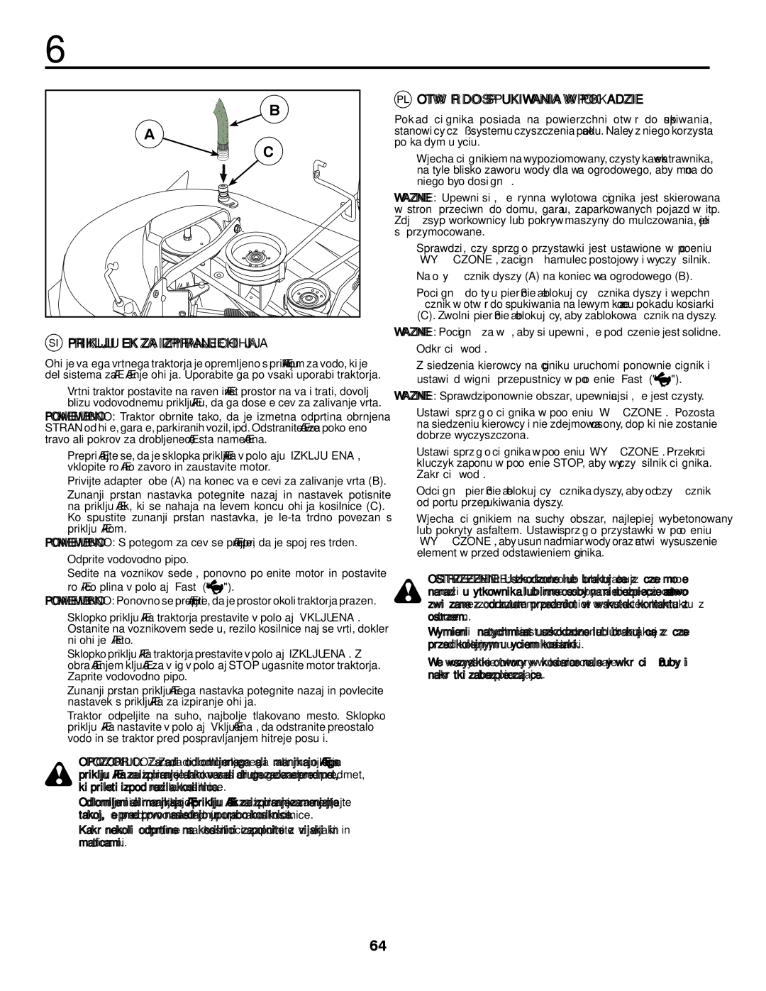 McCulloch M13597, 96011023803 manual Otwór do Spłukiwania W Pokładzie 