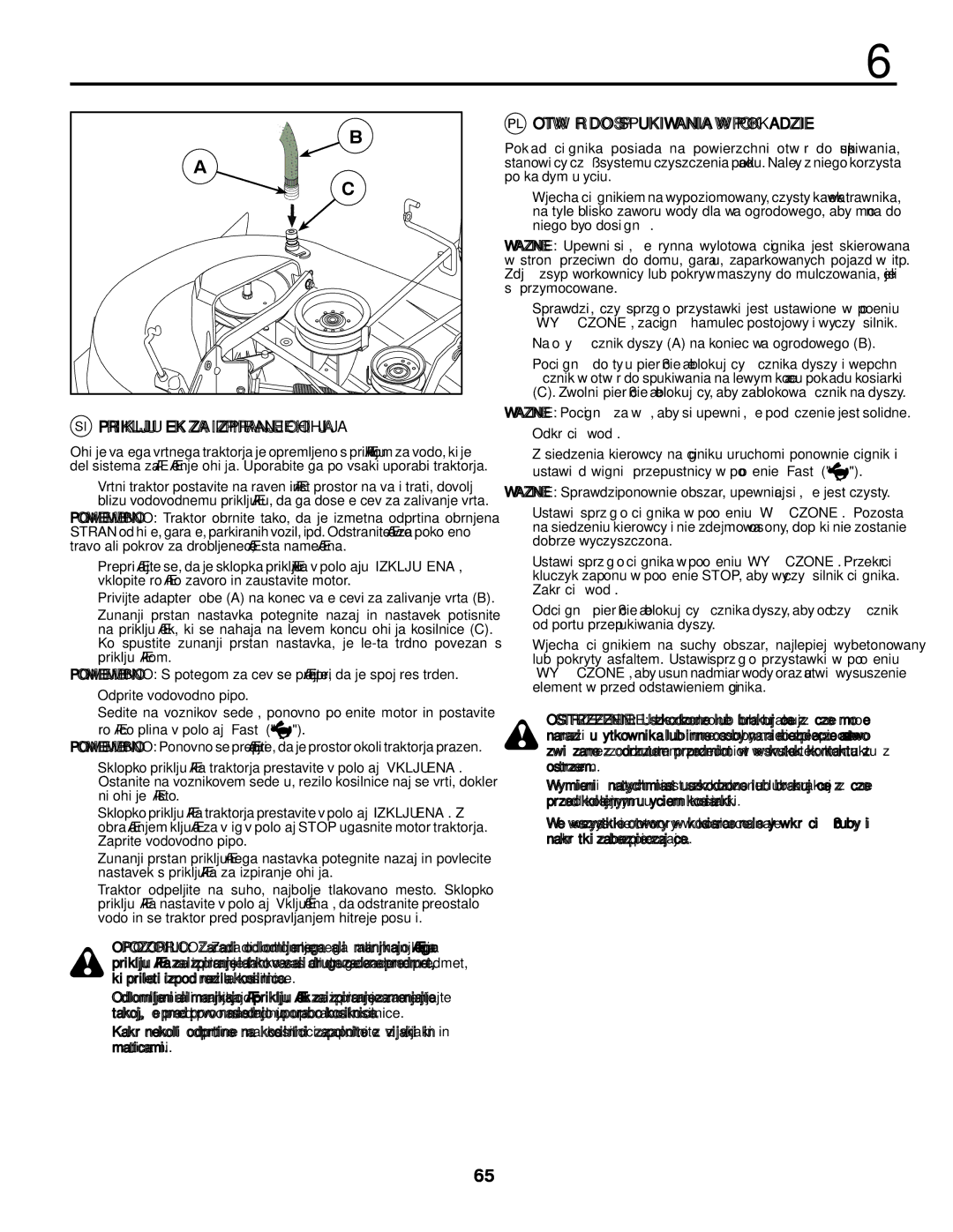 McCulloch 96011023803, M13597 manual SI Priključek ZA Izpiranje Ohišja 