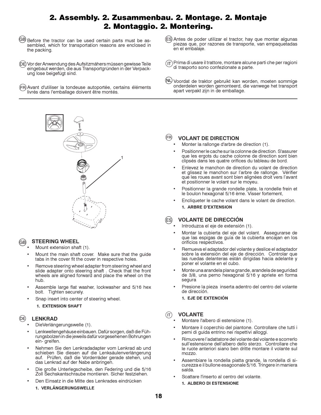 McCulloch M13597H, 96041000901 instruction manual Steering Wheel, Lenkrad, Volant DE Direction, Volante DE Dirección 