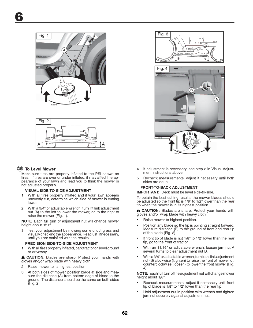 McCulloch M13597H, 96041000901 To Level Mower, Visual SIDE-TO-SIDE Adjustment, Precision SIDE-TO-SIDE Adjustment 