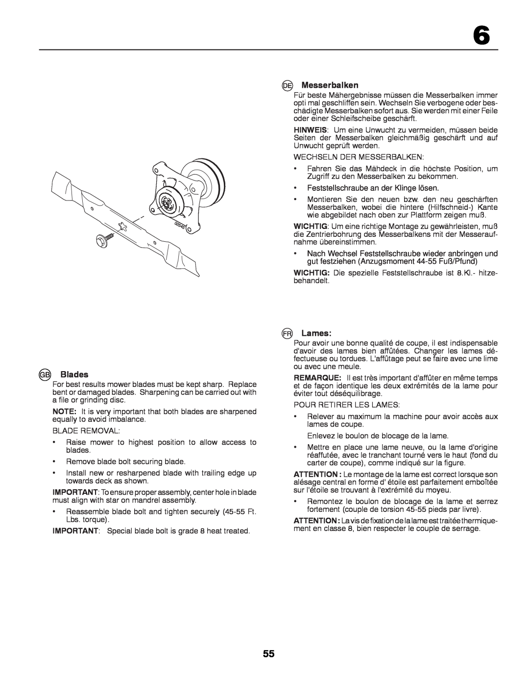 McCulloch 96041000901, M13597H instruction manual Blades, Messerbalken, Lames, Feststellschraube an der Klinge lösen 