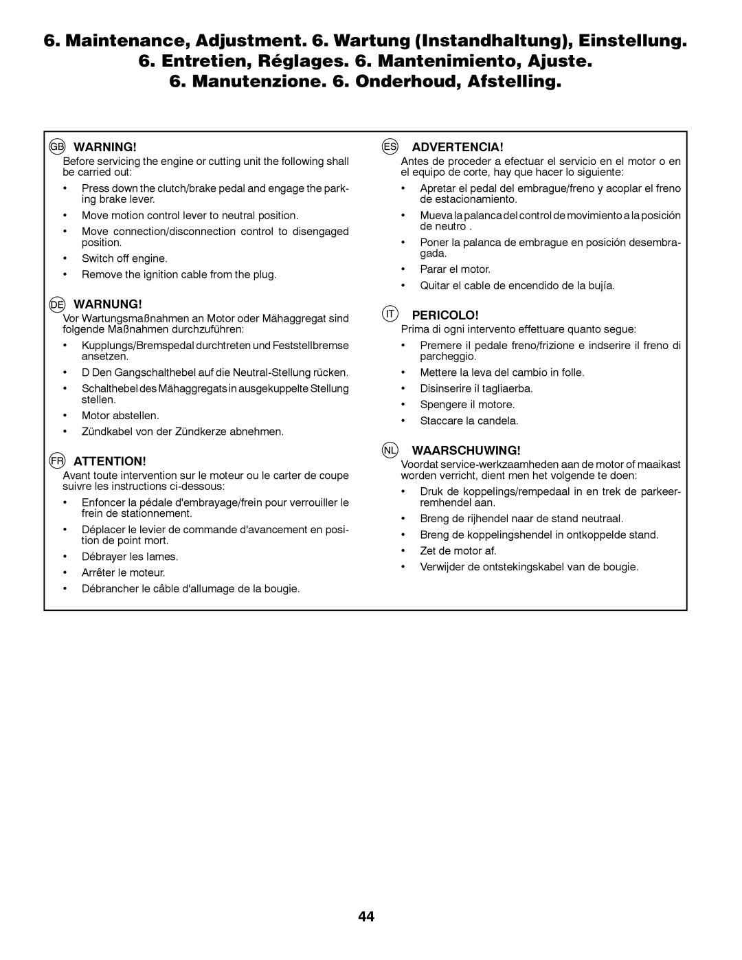 McCulloch M200117H manual Advertencia 