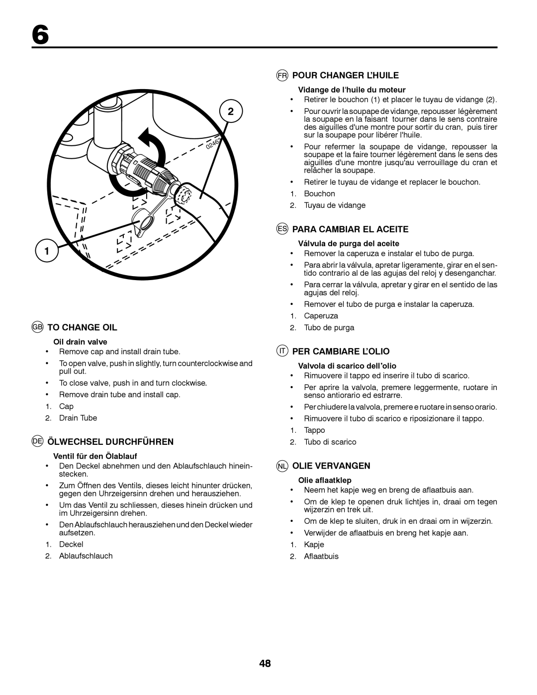 McCulloch M200117H To Change OIL, Ölwechsel Durchführen, Pour Changer L’HUILE, Para Cambiar EL Aceite, PER Cambiare L’OLIO 