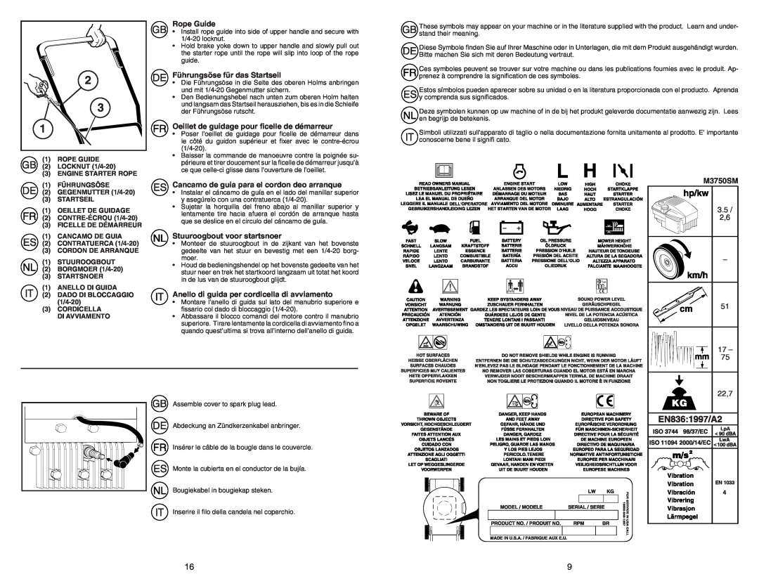 McCulloch M3750SM instruction manual Rope Guide, Führungsöse für das Startseil, Oeillet de guidage pour ﬁcelle de démarreur 