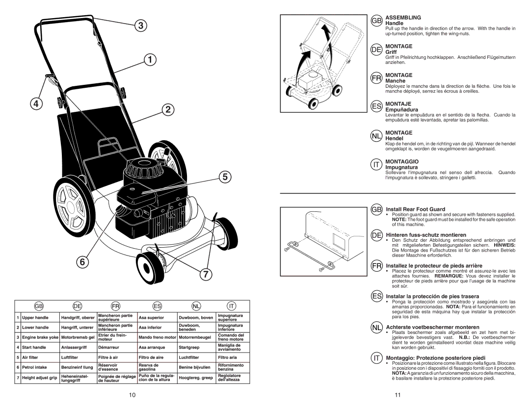 McCulloch M4053CM instruction manual Assembling, Montage, Montaje, Montaggio 