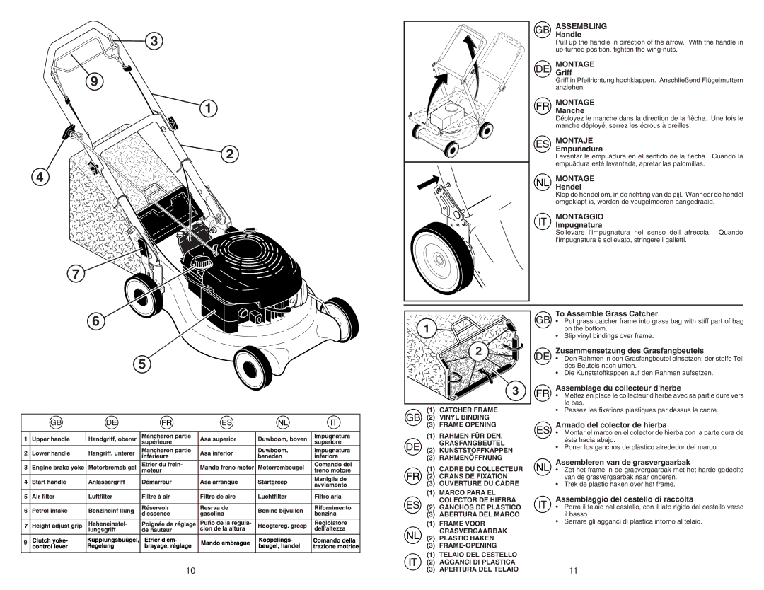 McCulloch M553CM instruction manual Assembling, Montaje, Montaggio 