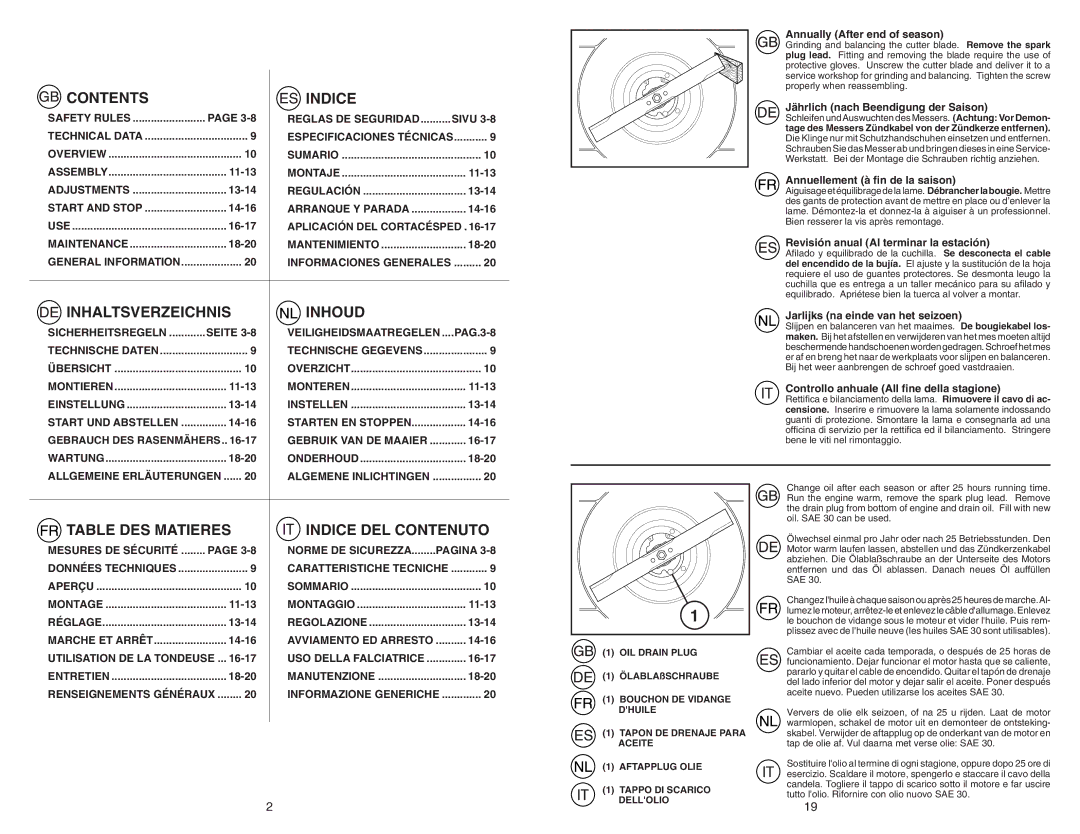 McCulloch M553CME instruction manual Contents Indice 