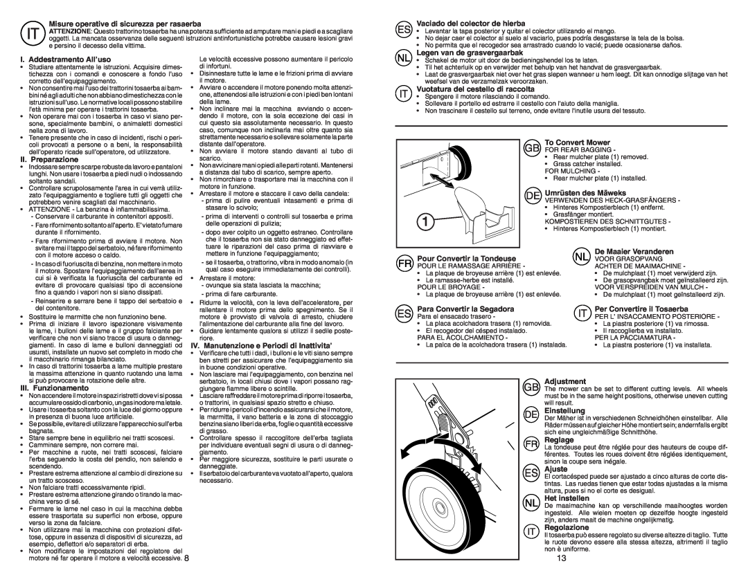 McCulloch M553CME instruction manual Misure operative di sicurezza per rasaerba 