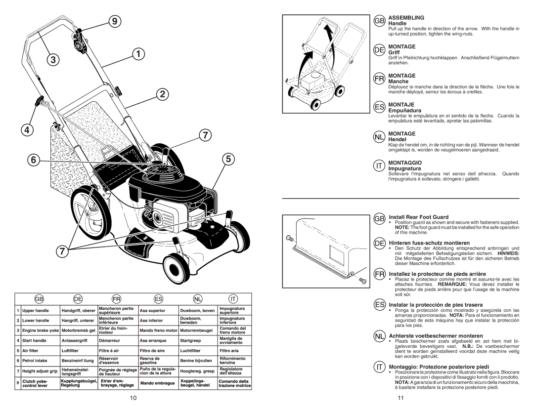 McCulloch M5553D instruction manual Assembling, Montage, Montaje, Montaggio 