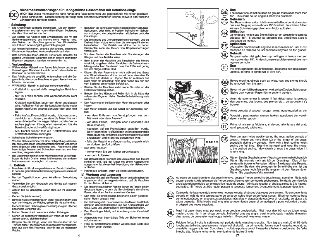 McCulloch M5553D instruction manual Gebrauch 