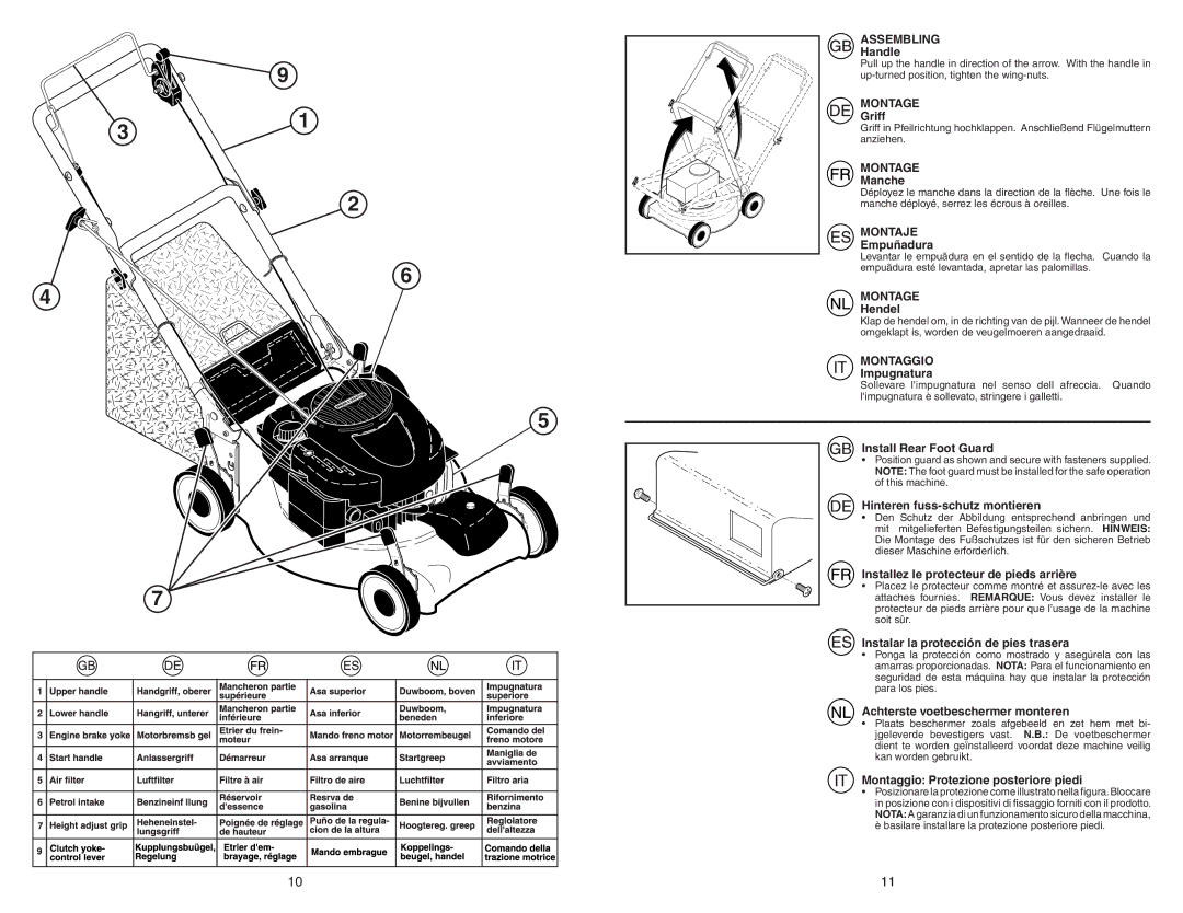 McCulloch M55H53FD manual Assembling, Montaje, Montaggio 