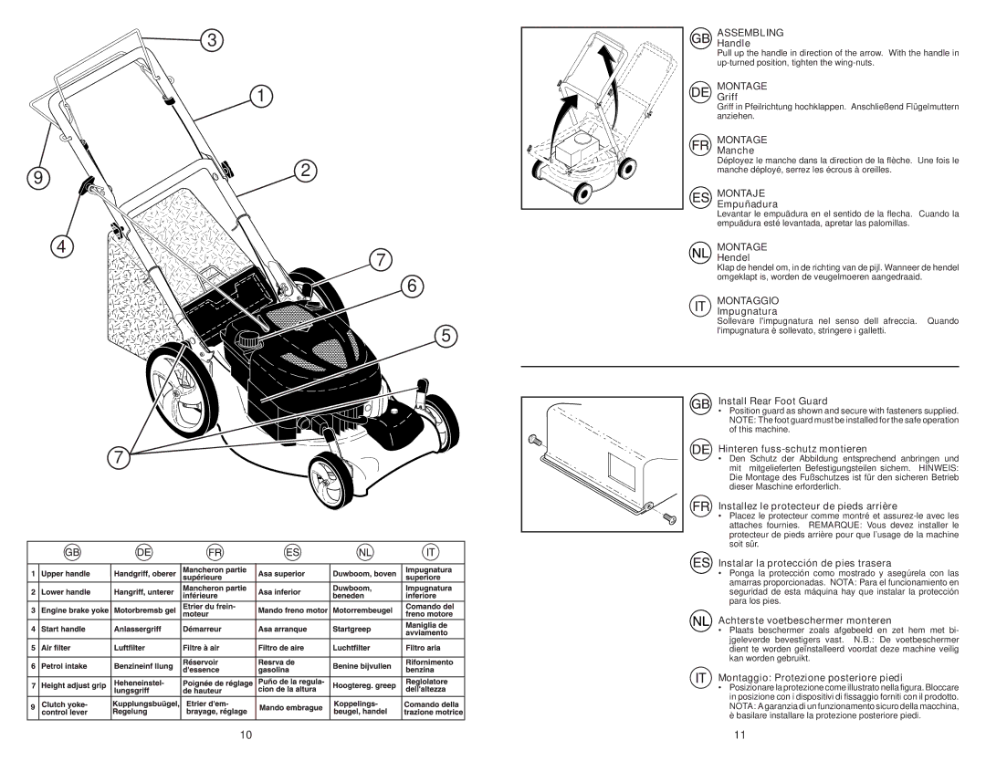 McCulloch M60B53HW, 96141014103 instruction manual Assembling, Montage, Montaje, Montaggio 