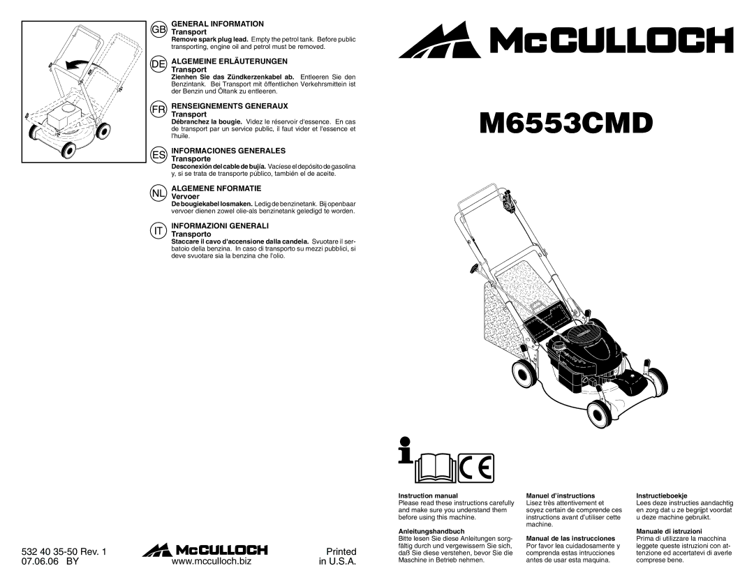 McCulloch M6553CMD instruction manual General Information, Algemeine Erläuterungen, Renseignements Generaux 