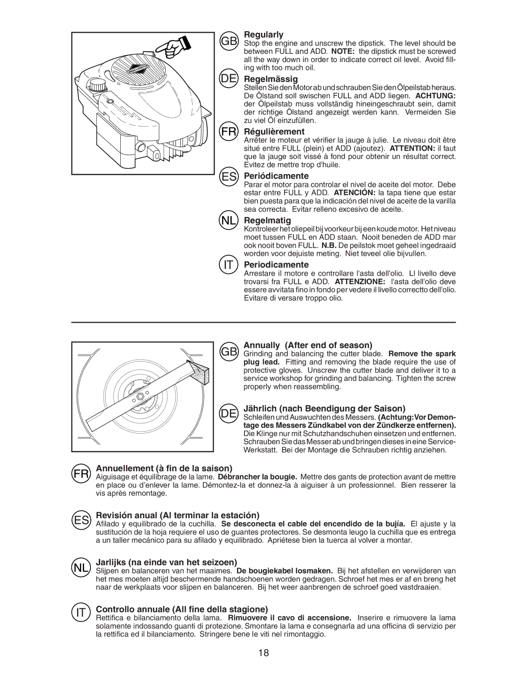 McCulloch M6553D instruction manual Regularly, Regelmässig, Régulièrement, Periódicamente, Regelmatig, Periodicamente 