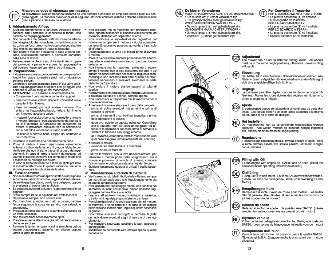 McCulloch M65B53SD instruction manual Misure operative di sicurezza per rasaerba 